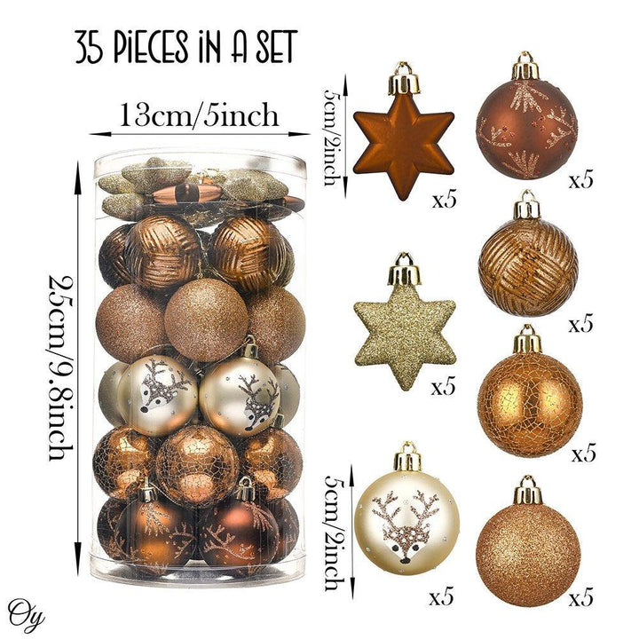 Autumn Color Christmas Ornament Bundle, Assorted 35 Piece Bronze Star and Deer Baubles Ornament Bundle Guangdong Eagle Gifts Co., Ltd.