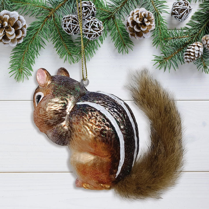 Chipmunk Glass Christmas Tree Ornament Glass Ornament OrnamentallyYou
