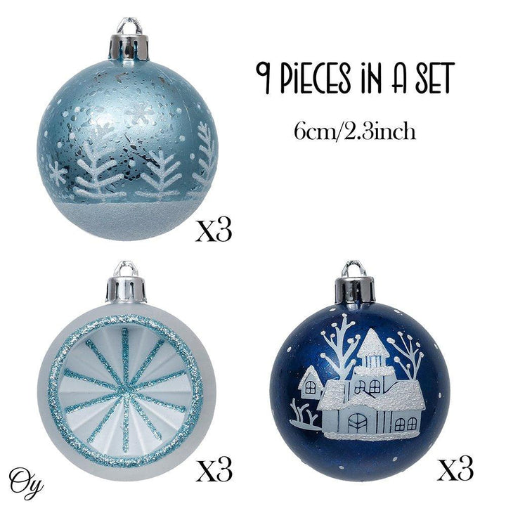 Elegant Blue Winter Theme Christmas Ornament Bundle, 9 Piece Snow and Tree Baubles Ornament Bundle Guangdong Eagle Gifts Co., Ltd.