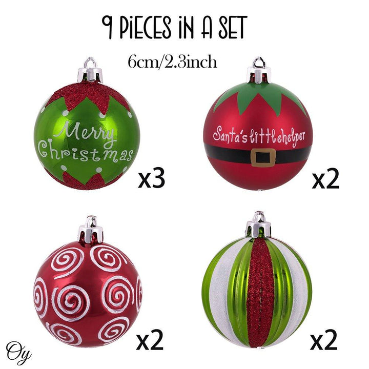 Elf Theme Christmas Ornament Set, 9 Baubles Green and Red Ornament Bundle Guangdong Eagle Gifts Co., Ltd.