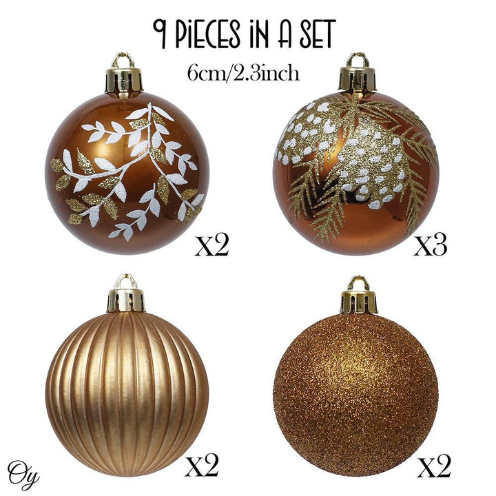 Fall Inspired Bronze Gold 9 Piece Christmas Ornament Bauble Bundle Ornament Bundle Guangdong Eagle Gifts Co., Ltd.