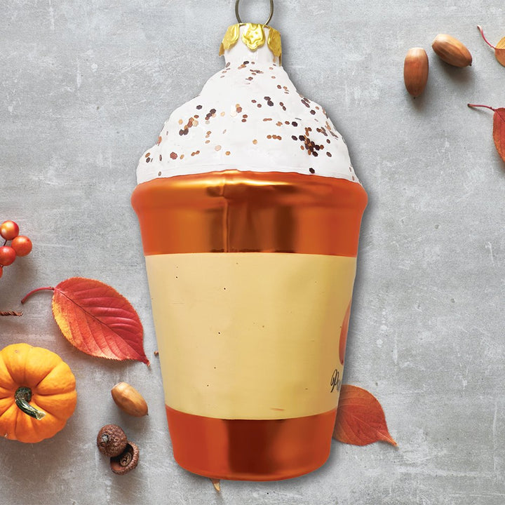 Fall Inspired Pumpkin Spice Latte Glass Christmas Ornament, Coffee Lover's Delight OrnamentallyYou