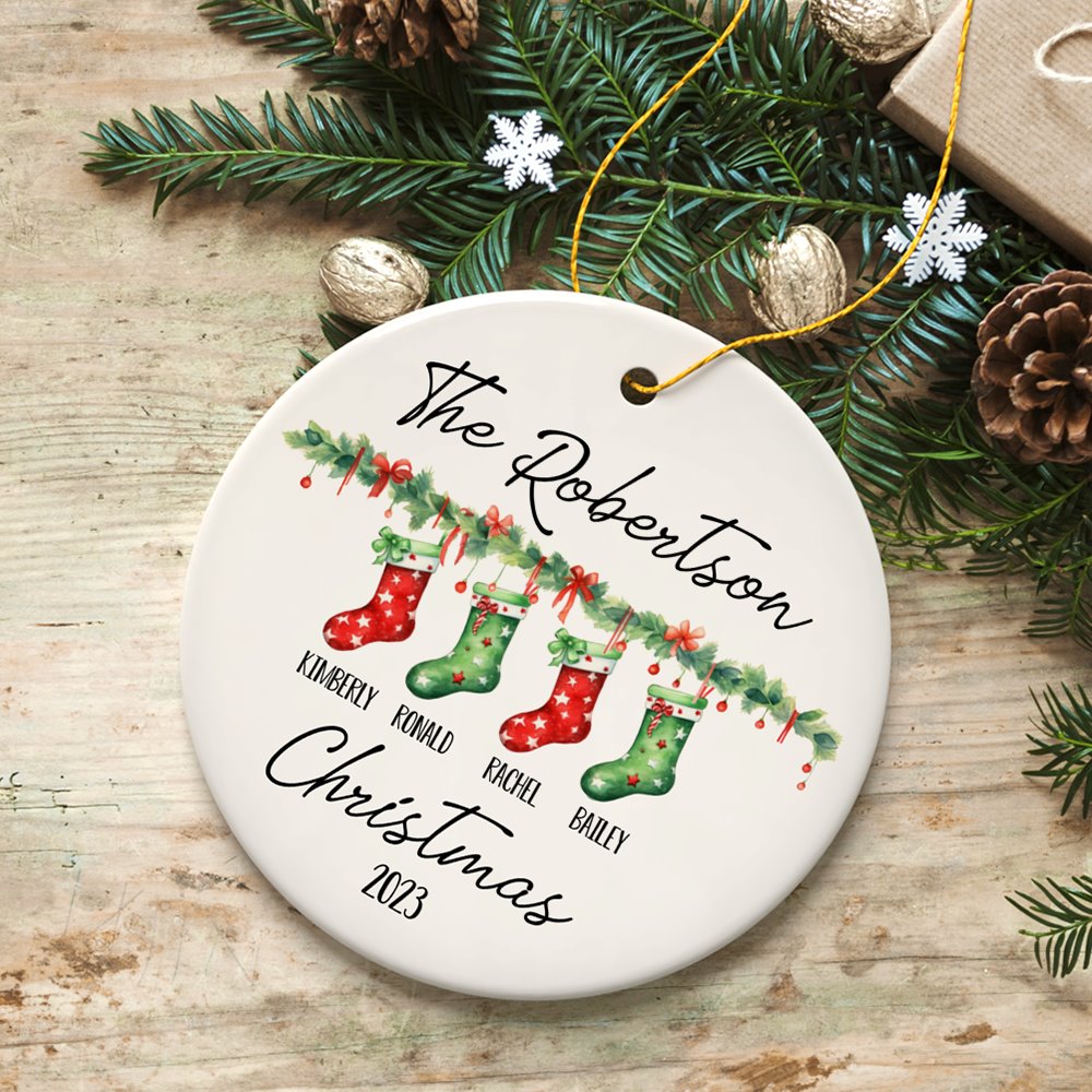 Hanging Stockings Personalized Christmas Ornament, Family Crew Keepsake Gift Ceramic Ornament OrnamentallyYou 