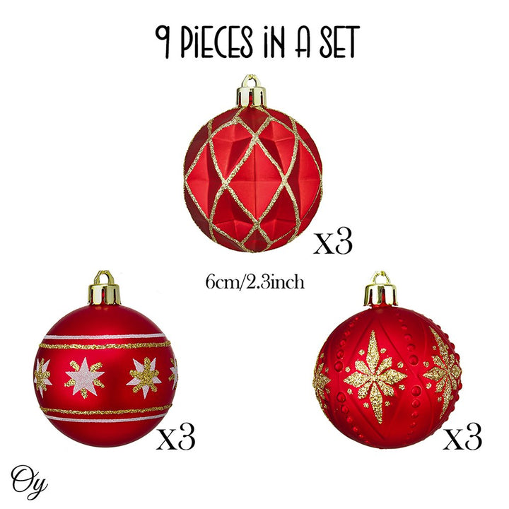Red and Gold Unique Shatterproof Ornament Bauble Set Ornament Bundle OrnamentallyYou