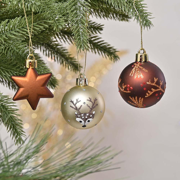 Autumn Color Christmas Ornament Bundle, Assorted 35 Piece Bronze Star and Deer Baubles Ornament Bundle Guangdong Eagle Gifts Co., Ltd.