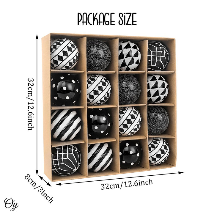 Black and White Monochrome Christmas Bauble Ornament Set, Emo or Gothic Tree Ideas Ornament Bundle OrnamentallyYou