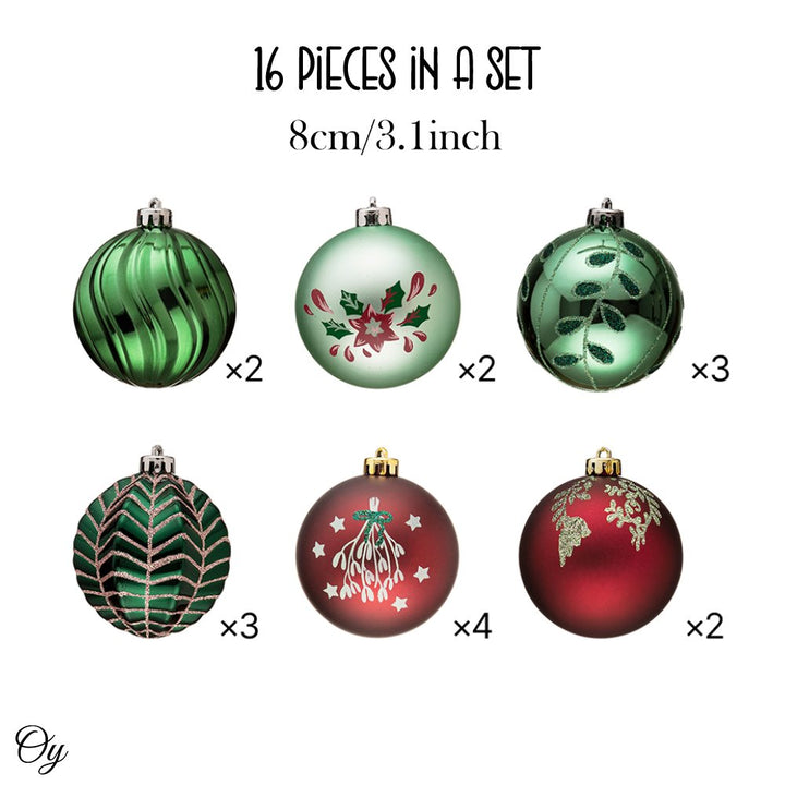 Chic Christmas Decor Ornament Ball Bundle, 16 Piece Natural World Bauble Set Ornament Bundle OrnamentallyYou