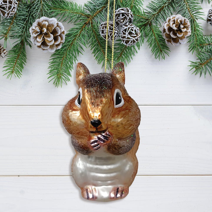 Chipmunk Glass Christmas Tree Ornament Glass Ornament OrnamentallyYou