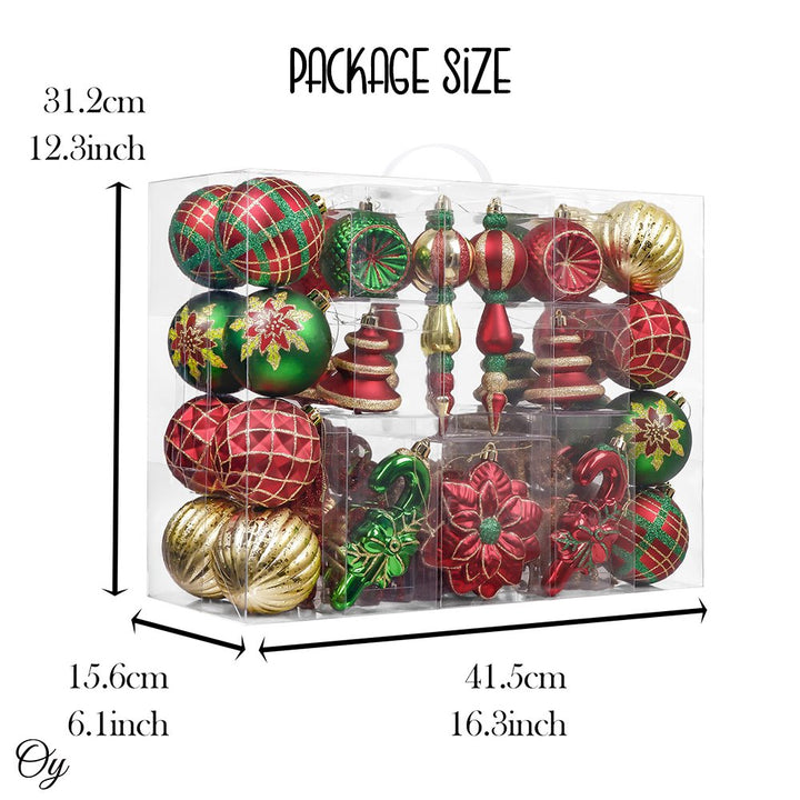 Christmas Sensation Mega Holiday Ornament Set, 108 Unique Baubles, Trees, Candycanes, and Snowflakes Ornament Bundle OrnamentallyYou