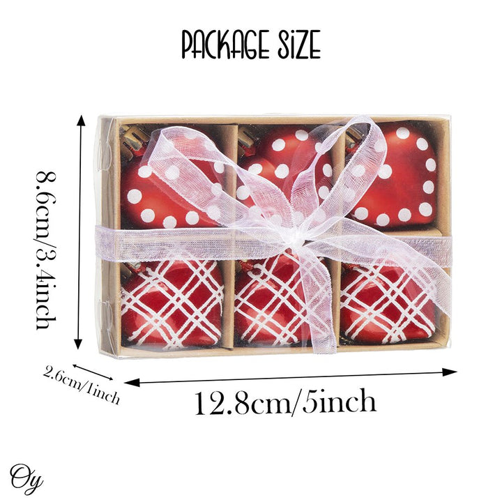 Cute and Glamorous Heart Shaped Chrristmas Ornament Set, 6 Shatterproof Love Baubles Ornament Bundle OrnamentallyYou