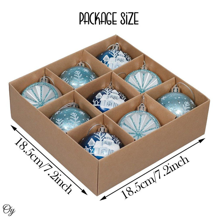 Elegant Blue Winter Theme Christmas Ornament Bundle, 9 Piece Snow and Tree Baubles Ornament Bundle Guangdong Eagle Gifts Co., Ltd.