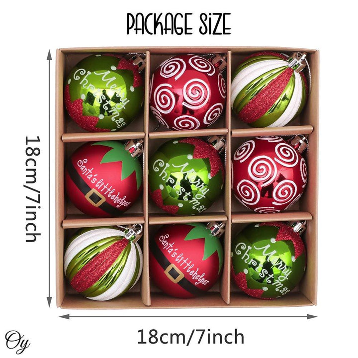 Elf Theme Christmas Ornament Set, 9 Baubles Green and Red Ornament Bundle Guangdong Eagle Gifts Co., Ltd.