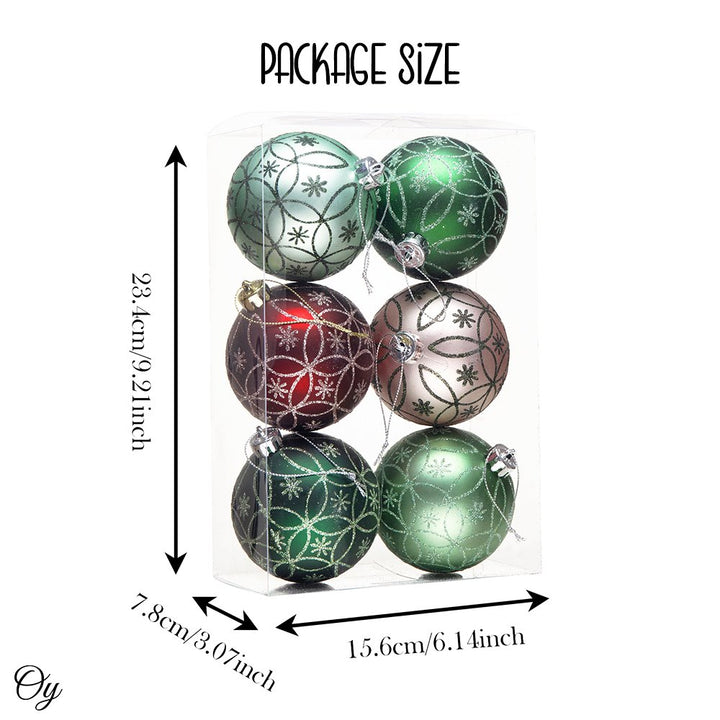 Enchanting Subtle Nature Ornament Bundle, Set of 6 Pine Green, Light Green, Mint Green, Pink and Matte Red Baubles Ornament Bundle OrnamentallyYou
