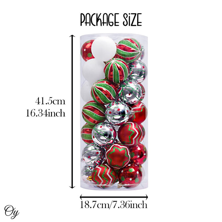 Playfully Patterned Christmas Ornament Bauble Set, 35 Round Holiday Balls Ornament Bundle OrnamentallyYou
