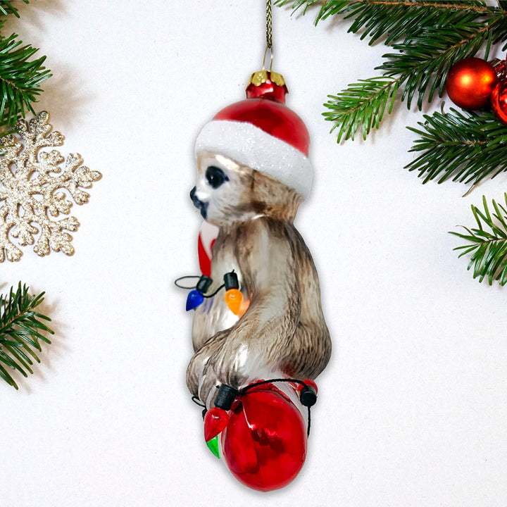 Sloth and Candy Cane Glass Christmas Ornament Glass Ornament OrnamentallyYou