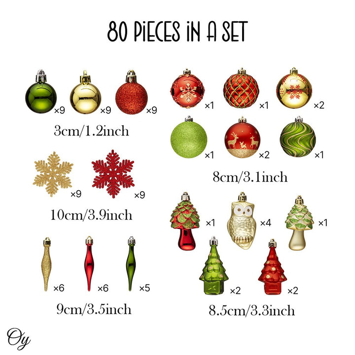 Super Large Enchanted Christmas Forest Ornament Bundle, Set of 80 Glittered Baubles, Snowflakes, Colored Icicles and Trees Ornament Bundle OrnamentallyYou