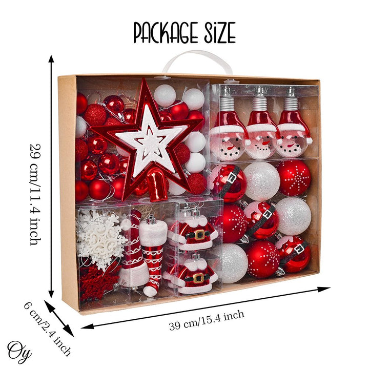 Super Santa Christmas Ornament Mega Bundle Set, Red and White Baubles, Snowman, Suit, Belt, and Snowflakes Ornament Bundle OrnamentallyYou