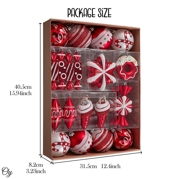 Sweets and Candy Theme Chrismtas Ornament Bundle, Assorted 60 Bauble off Candies, Ice Cream, Donut, and Glittery Round Balls Ornament Bundle Guangdong Eagle Gifts Co., Ltd.