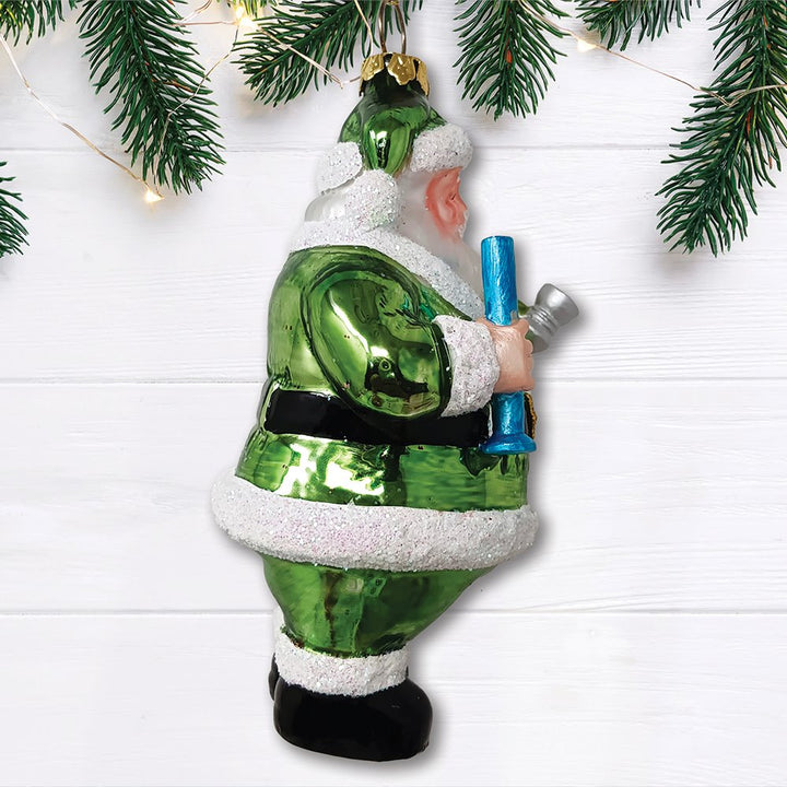 Pothead Santa Glass Christmas Ornament, Merry Weedmas Funny Pot Decoration OrnamentallyYou