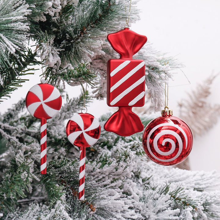 Premium Christmas Candy Red and White Large Ornament Set, Candycane Color 108 Piece Bauble Bundle Ornament Bundle OrnamentallyYou
