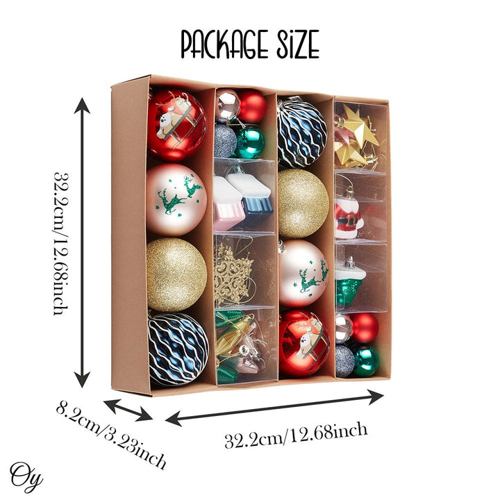 Premium Christmas Ornament Eclectic Bundle Set, 60 Glitter Filled Baubles, Homes, Star Charms Ornament Bundle OrnamentallyYou
