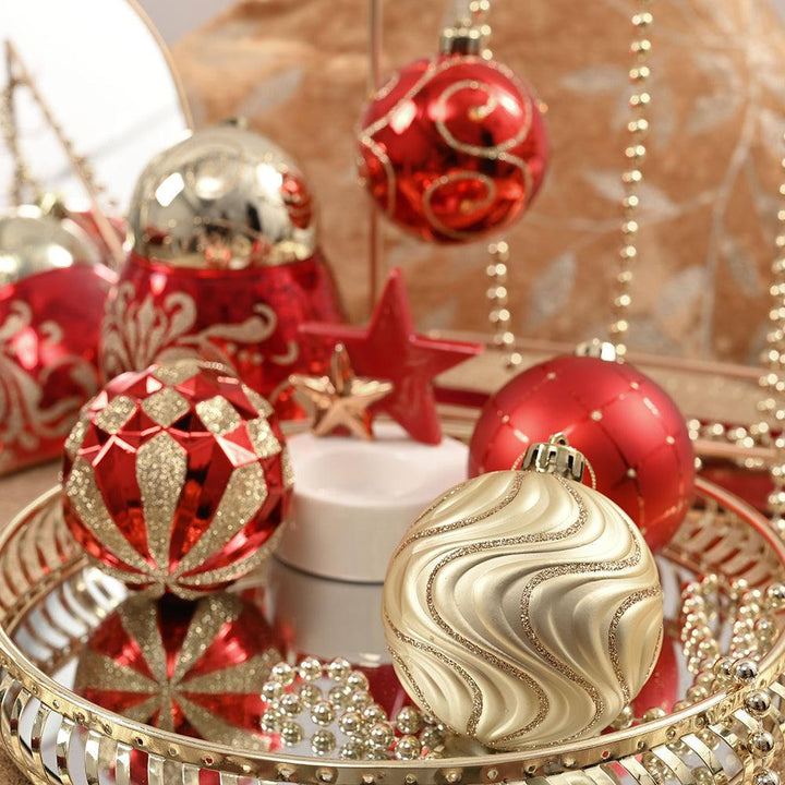 Glittery Red and Gold Christmas Ornament Bauble Set, Elegant 16 Piece Bundle Ornament Bundle Guangdong Eagle Gifts Co., Ltd.