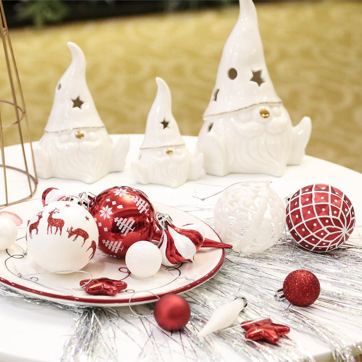 Endearing Prominent Red and White Christmas Ornament Set, Bauble Bundle with Candycane Colors and Patterns 70 Pieces Ornament Bundle OrnamentallyYou