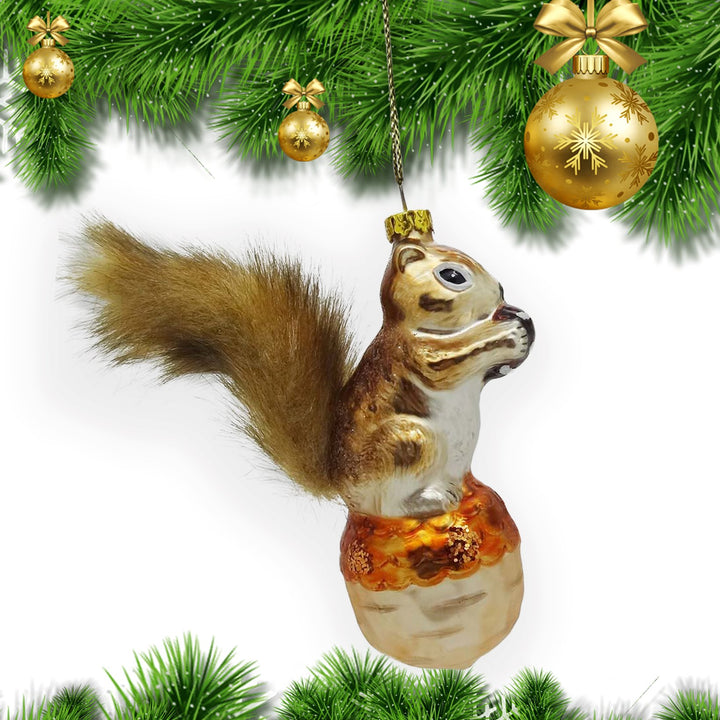 Squirrel and Nut Glass Christmas Ornament Glass Ornament OrnamentallyYou
