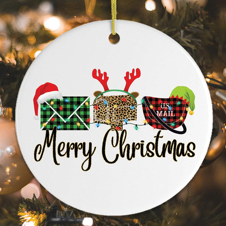 Postal Worker Plaid Merry Christmas Ornament Ceramic Ornament OrnamentallyYou