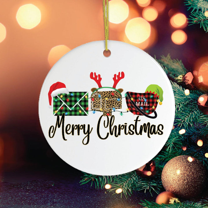 Postal Worker Plaid Merry Christmas Ornament Ceramic Ornament OrnamentallyYou