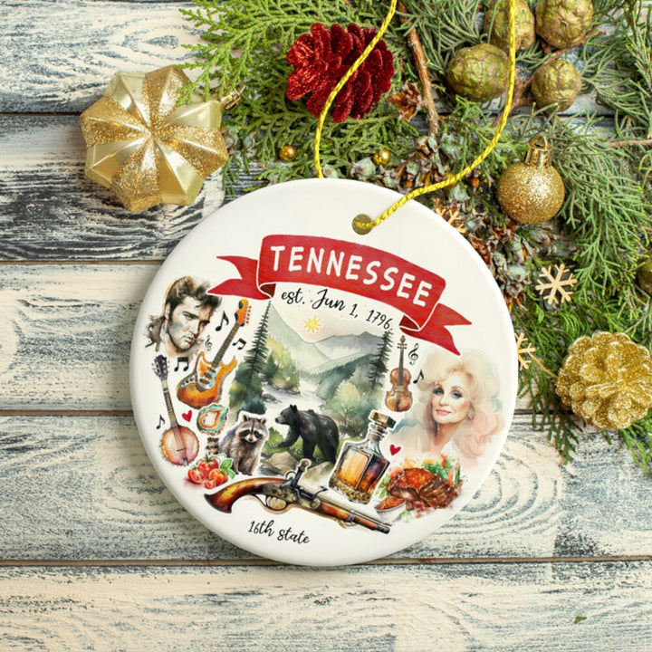 Artistic Tennessee State Themes and Landmarks Christmas Ornament Ceramic Ornament OrnamentallyYou