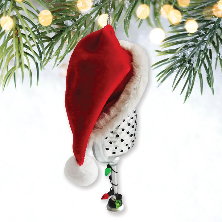 Christmas Themed Microphone Glass Ornament, Music Themed Gift for Musicians Glass Ornament OrnamentallyYou