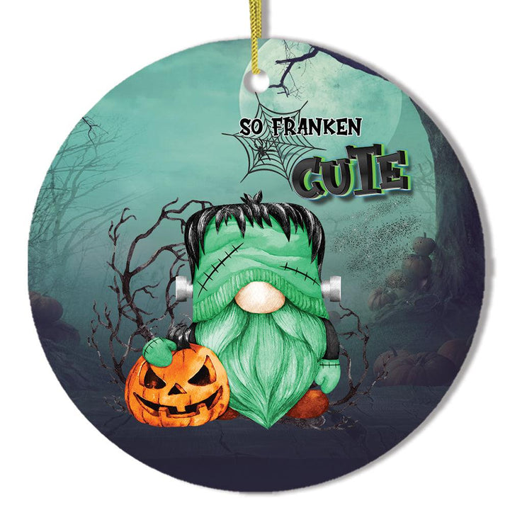 Frankenstein Gnome Halloween Theme Ornament Ceramic Ornament OrnamentallyYou