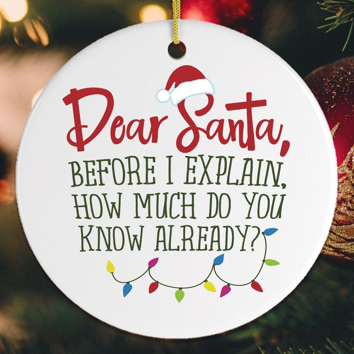Funny Dear Santa Quote Christmas Ornament Ornament OrnamentallyYou Circle