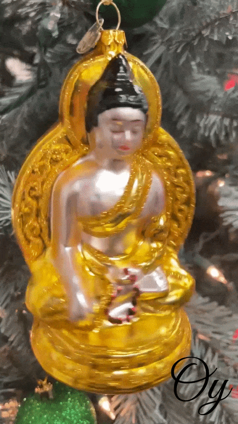 Golden Buddha Glass Ornament Glass Ornament OrnamentallyYou