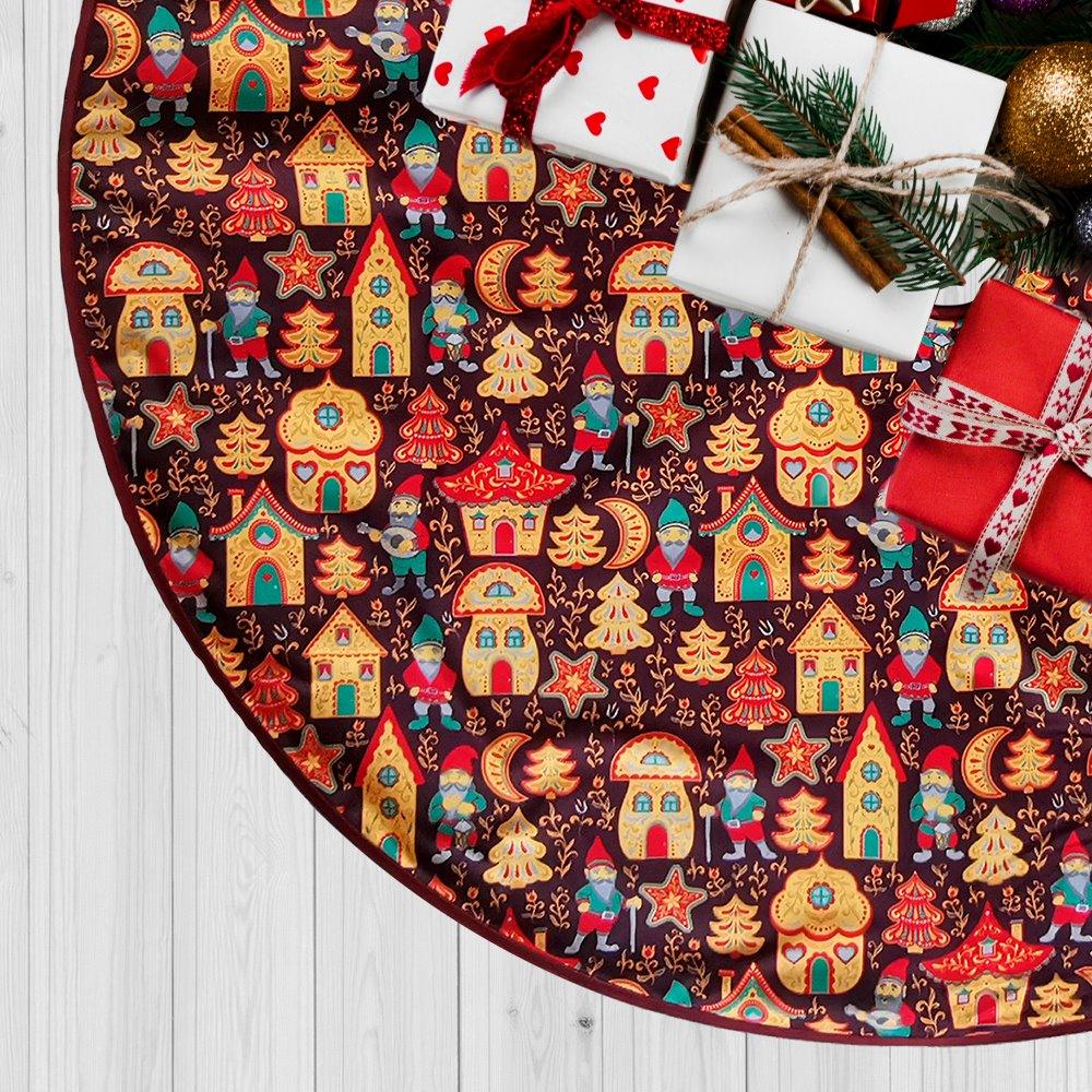 Gnome Folk Pattern Vintage Christmas Tree Skirt Tree Skirt Nantong Prince Home Fashion Co., Ltd. 
