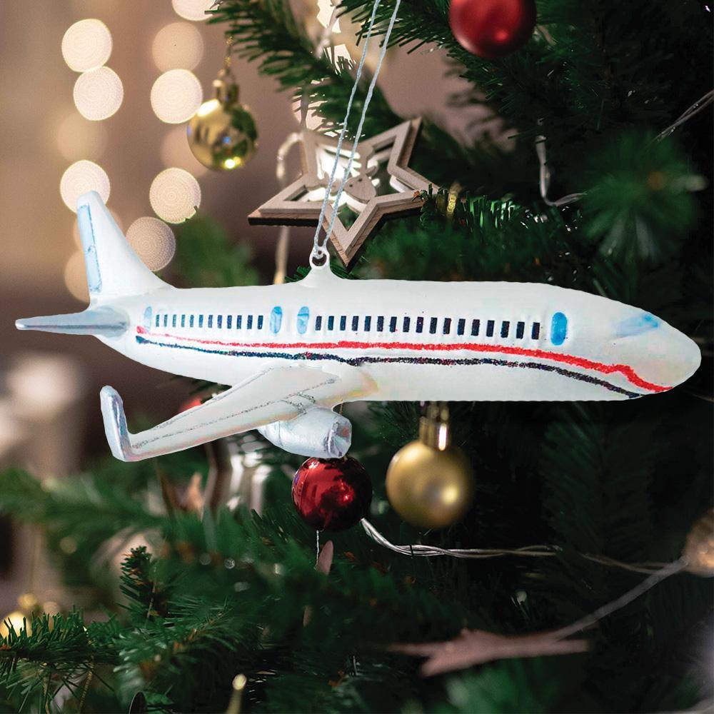 Airplane Glass Christmas Ornament Glass Ornament OrnamentallyYou 