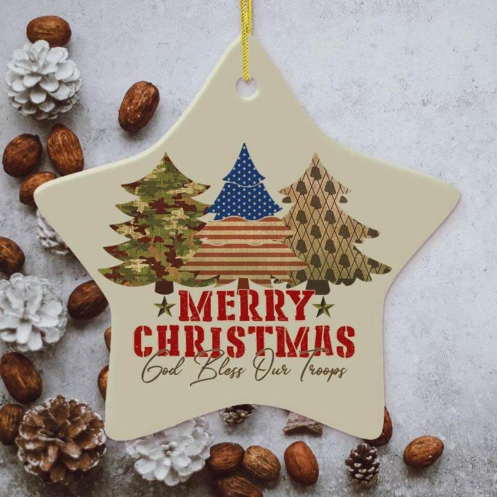 God Bless Our Troops American Military Christmas Ornament Ceramic Ornament OrnamentallyYou