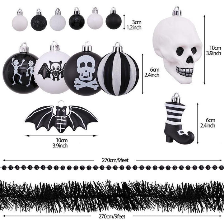 Halloween Skeleton Black and White Ornament Set Ornament Bundle OrnamentallyYou