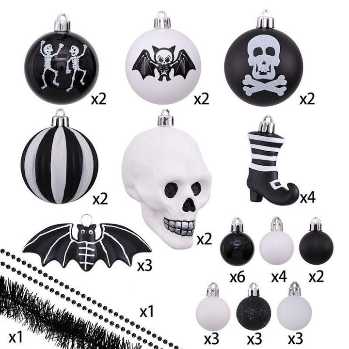 Halloween Skeleton Black and White Ornament Set Ornament Bundle OrnamentallyYou