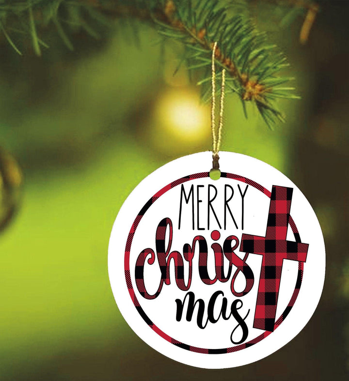 Merry Christ - Mas Plaid Jesus Ornament Ornament OrnamentallyYou