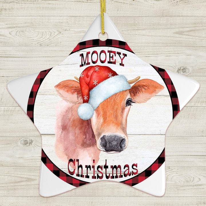 Mooey Christmas Cattle Star Cow Ornament Ornament OrnamentallyYou