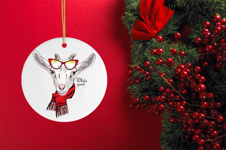 Winter Goat Christmas Ornament Ornament OrnamentallyYou