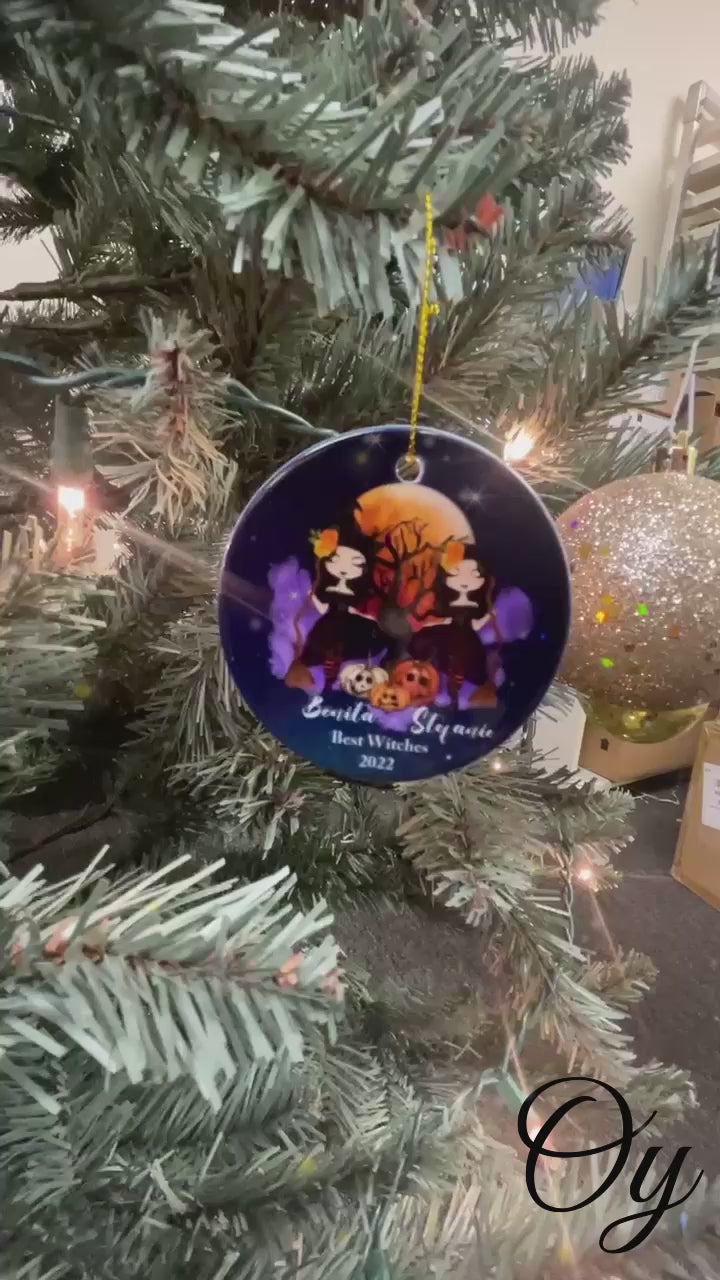 Halloween Witch Besties Personalized Ornament