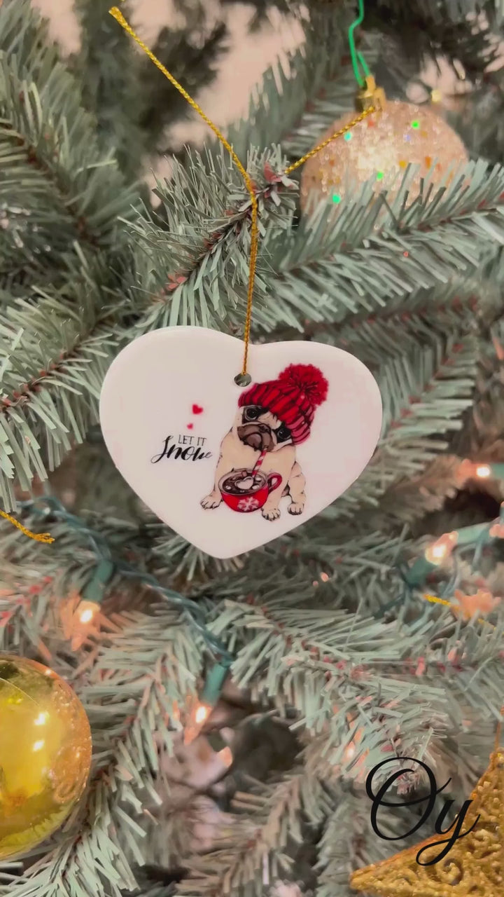 Cute Christmas Pug Ornament