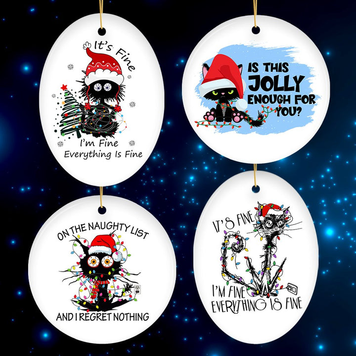 Funny Holiday Black Cat Quote Christmas Ornament Bundle Ornament Bundle OrnamentallyYou