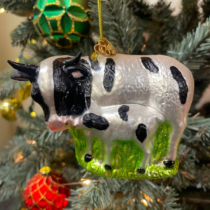 Cow and Calf Glass Christmas Ornament Glass Ornament OrnamentallyYou