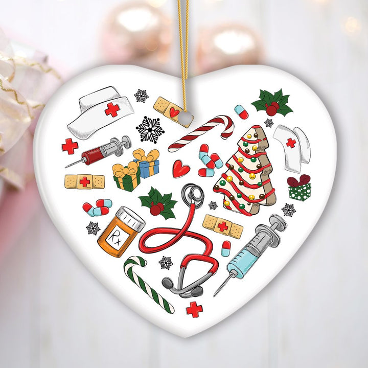 Cute Christmas Ornament Nursing Set, Bundle of Four Nurse Themed Gifts Ornament Bundle OrnamentallyYou
