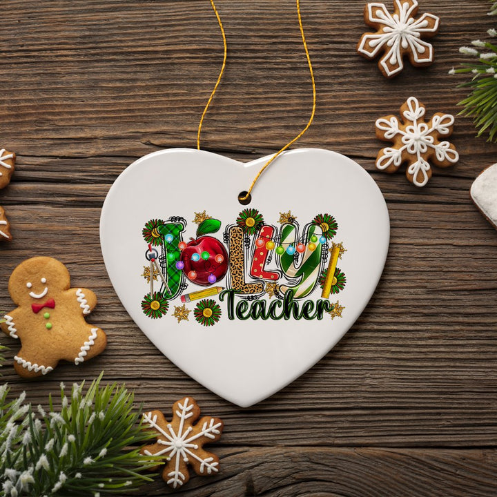 School Teacher Holiday Plaid Christmas Ornament Bundle, Ceramic Appreciation Gifts Ornament Bundle OrnamentallyYou