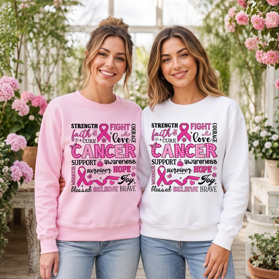 Breast Cancer Awareness Ribbon Sweatshirt, In October We Wear Pink Support Sweater